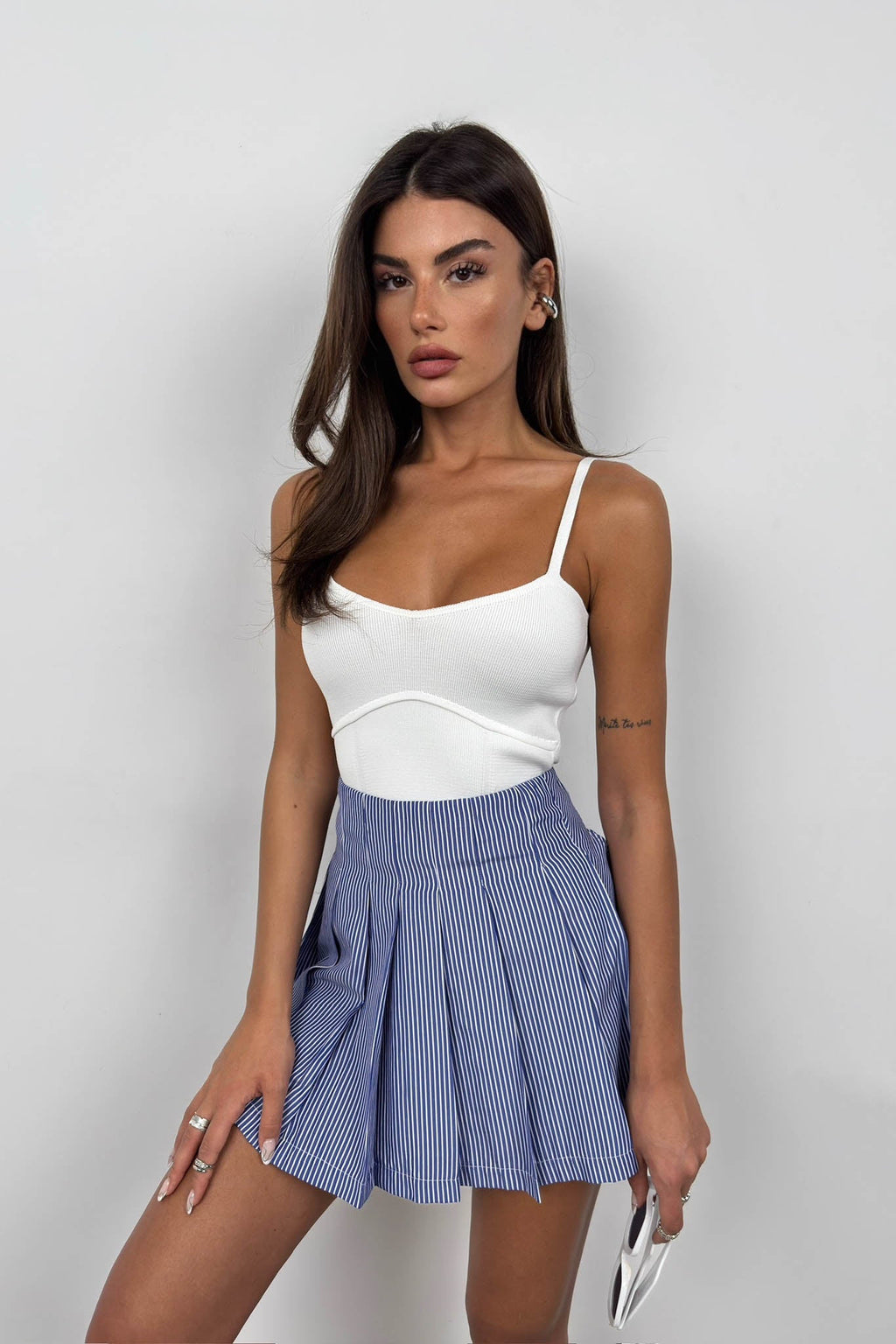 Strappy Basic Ecru Knit Blouse