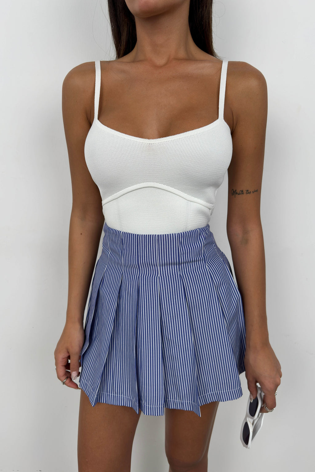 Strappy Basic Ecru Knit Blouse