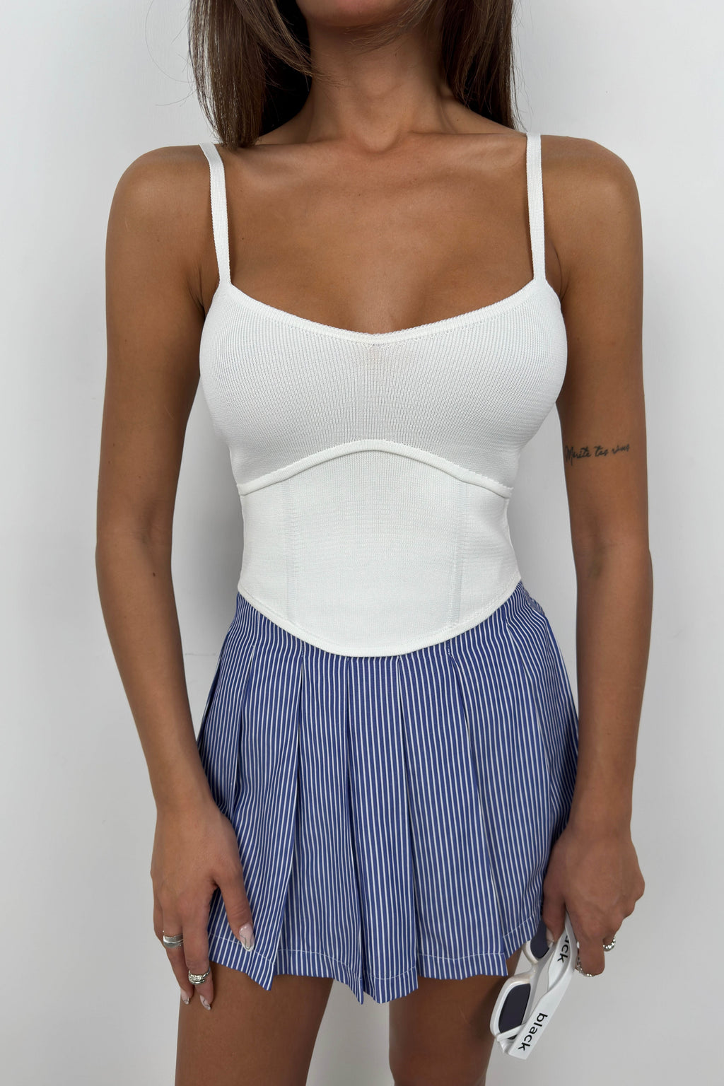 Strappy Basic Ecru Knit Blouse