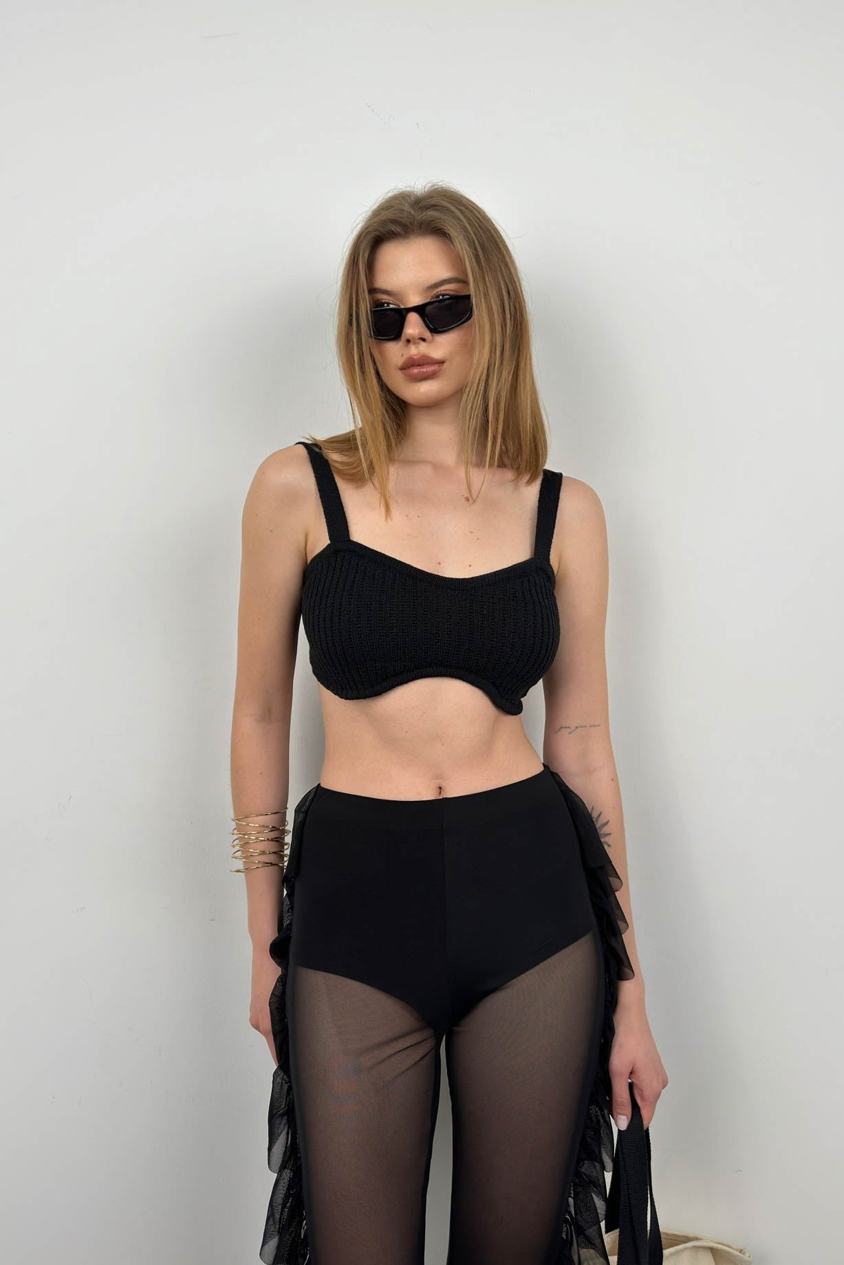 Strappy Black Crop Bra