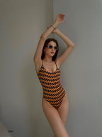 Strappy Patterned Orange Mayo