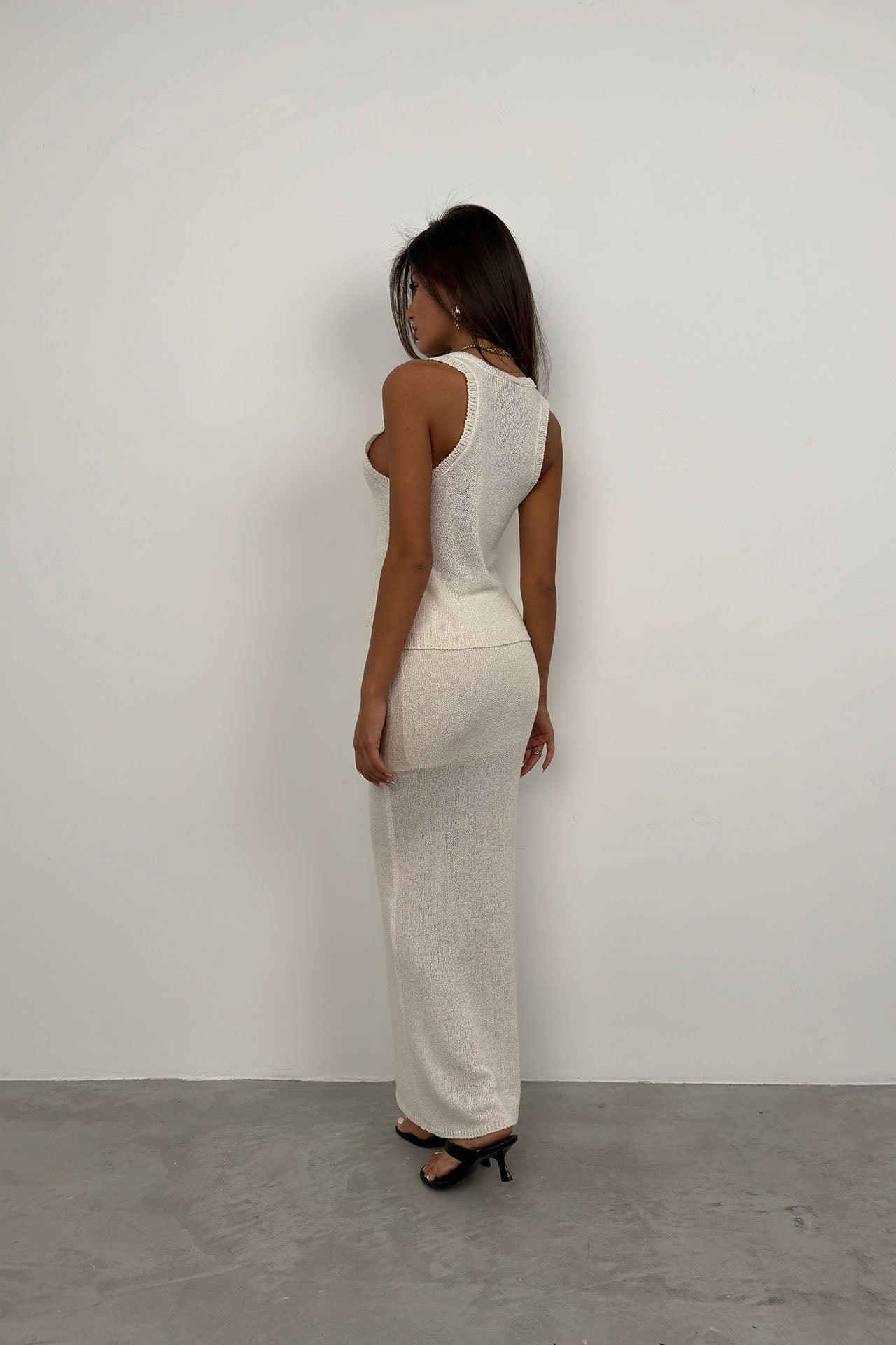 Strappy Textured Low-Cut Ecru Blouse