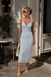 Strappy Guipure Blue Maxi Dress