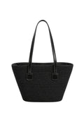Strappy Straw Black Shoulder Bag