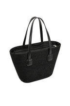 Strappy Straw Black Shoulder Bag