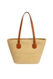 Strappy Woven Beige Shoulder Bag
