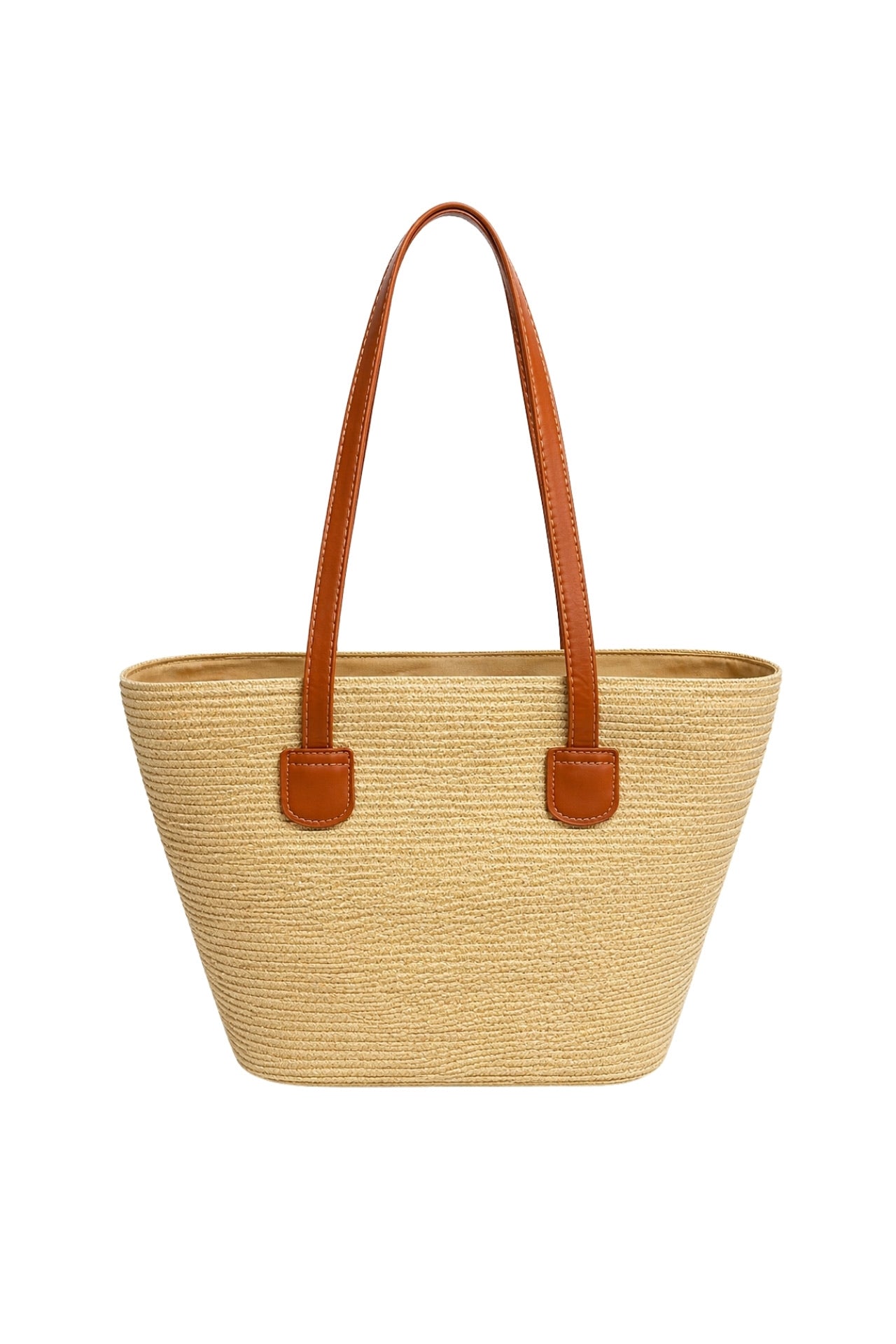 Strappy Straw Beige Shoulder Bag