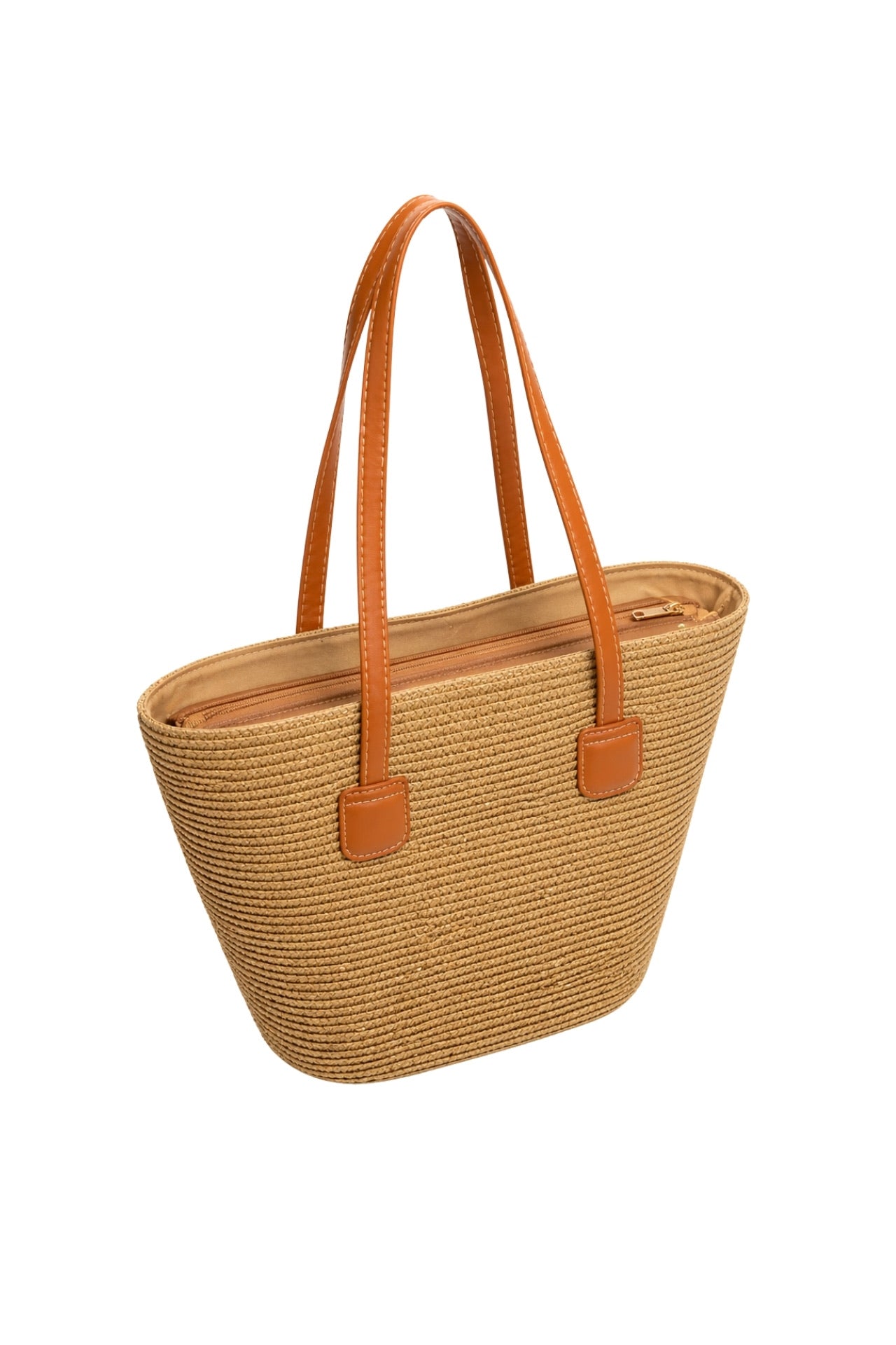 Strappy Straw Mink Shoulder Bag