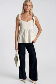 Strappy Ribbon Detail Stone Blouse