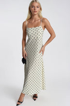Strappy Polka Dot Pattern Yellow Maxi Dress