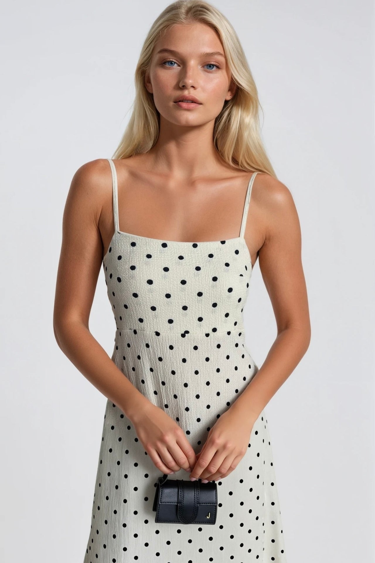 Strappy Polka Dot Pattern Yellow Maxi Dress