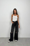 Strappy Ecru Knit Blouse