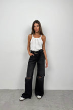 Strappy Ecru Knit Blouse