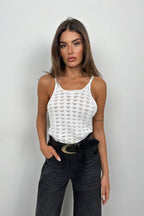 Strappy Ecru Knit Blouse
