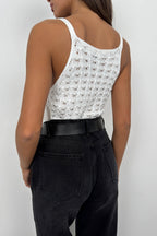 Strappy Ecru Knit Blouse
