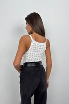 Strappy Ecru Knit Blouse