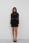 Lined Mini Lace Black Dress
