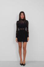 Lined Mini Lace Black Dress