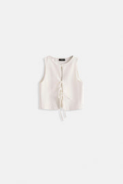 Lace Detail Low Cut White Blouse