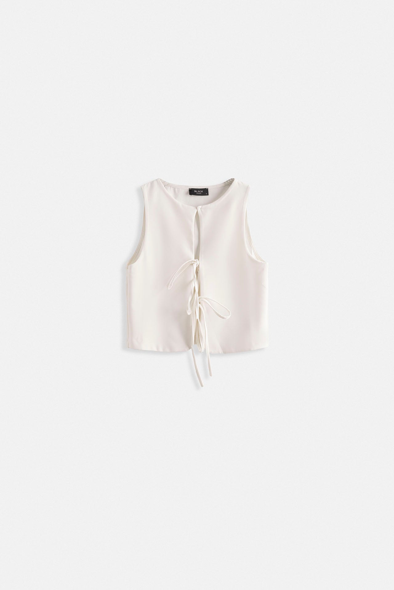 Tie Detail Low-Cut White Blouse