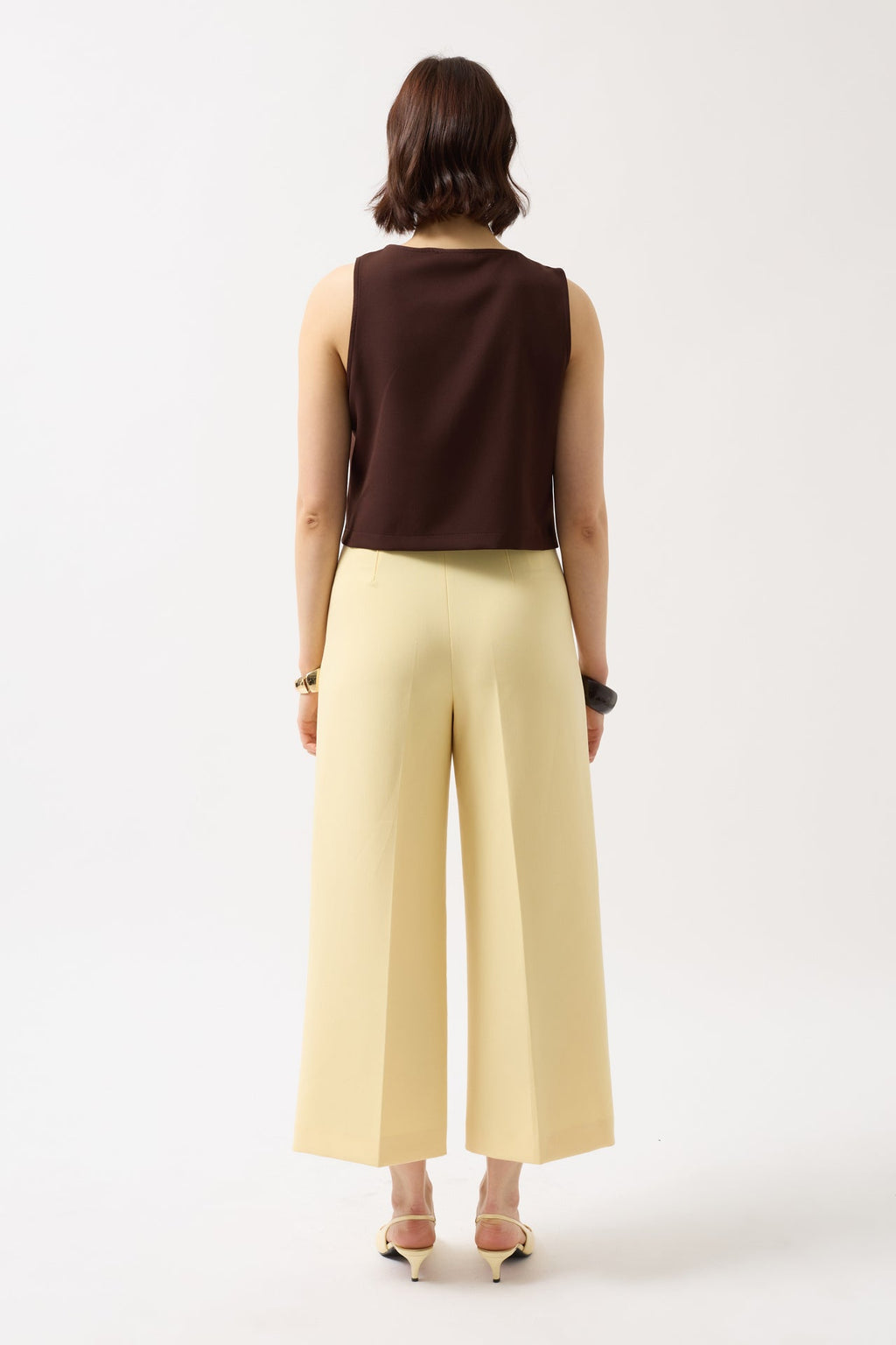 Drawstring Detail Cutout Brown Blouse