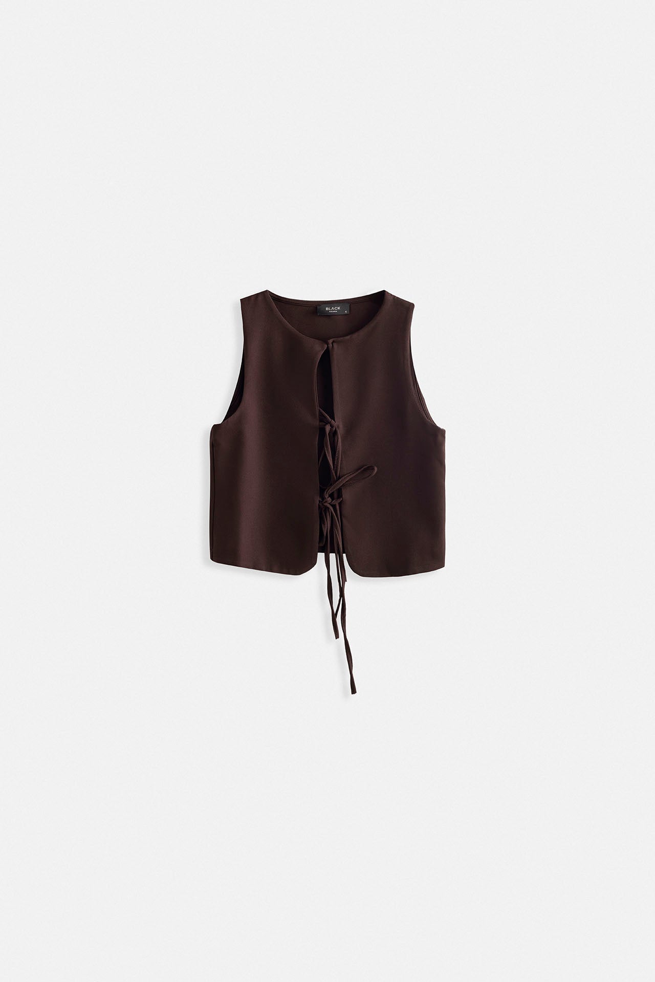 Drawstring Detail Cutout Brown Blouse