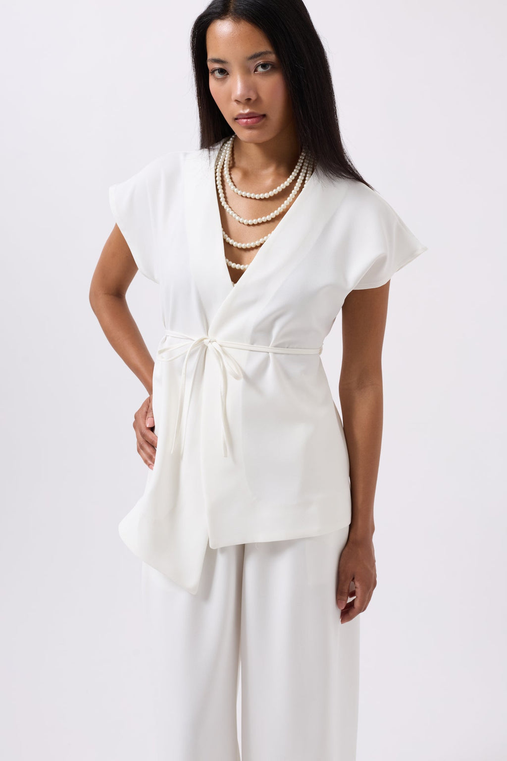 Drawstring Detail White Vest
