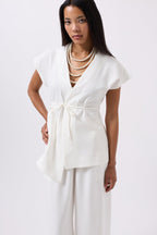Drawstring Detail White Vest