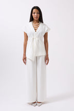 Drawstring Detail White Vest