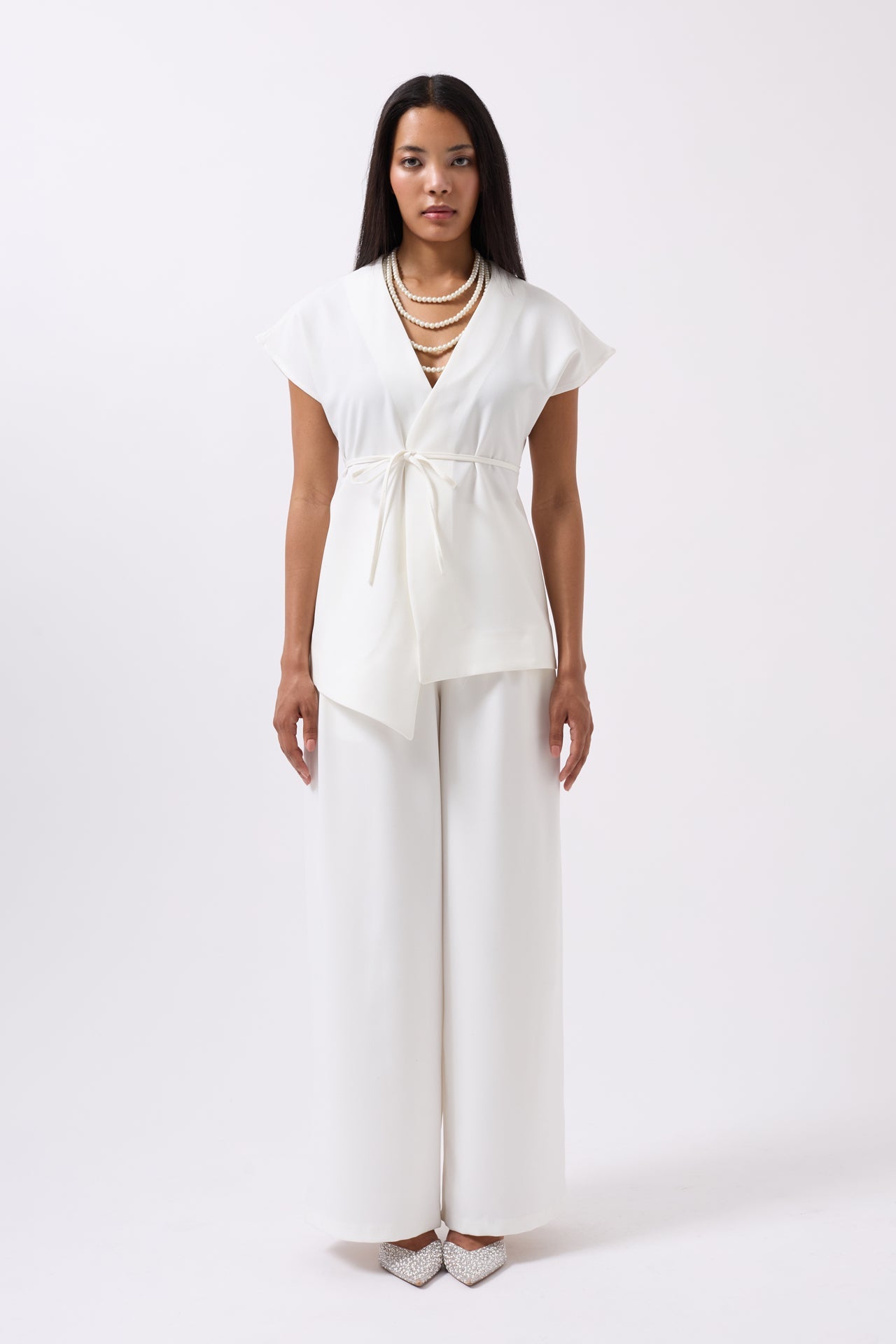 Drawstring Detail White Vest
