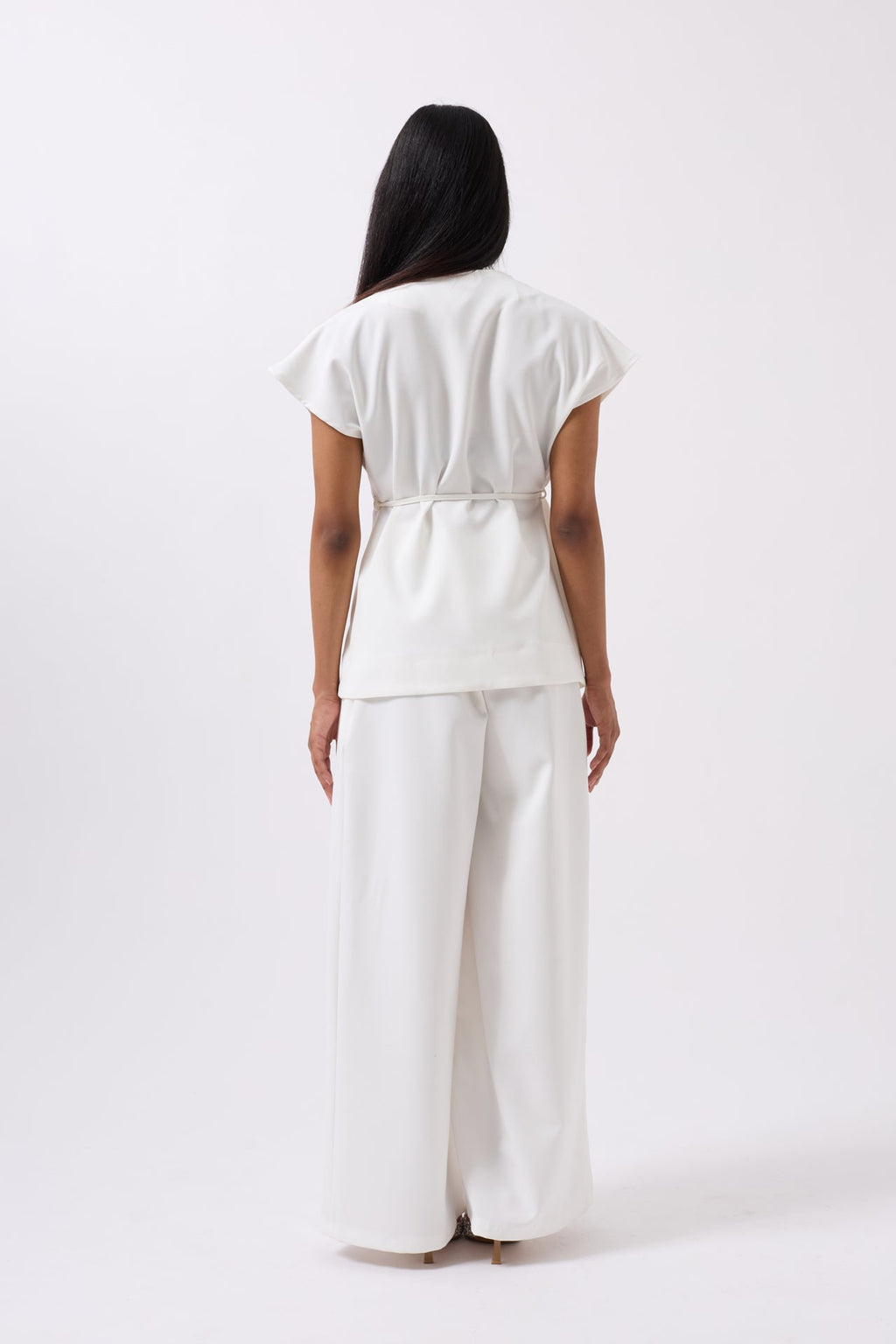 Drawstring Detail White Vest