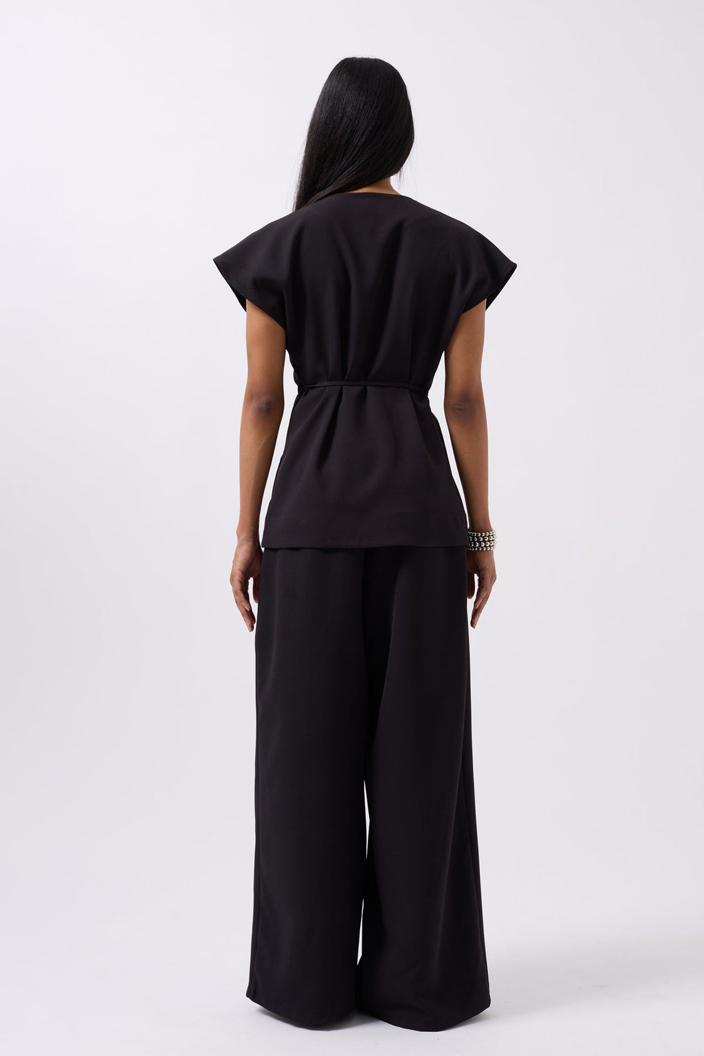 Drawstring Detail Black Vest