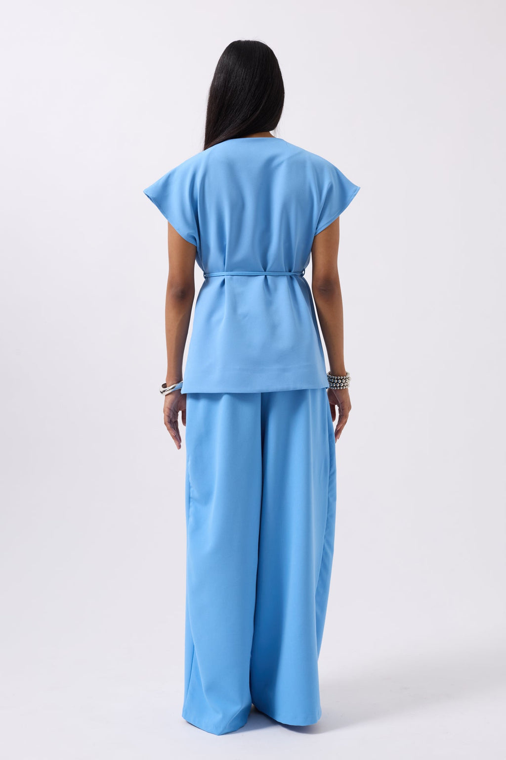 Drawstring Detail Blue Vest