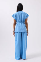 Drawstring Detail Blue Vest