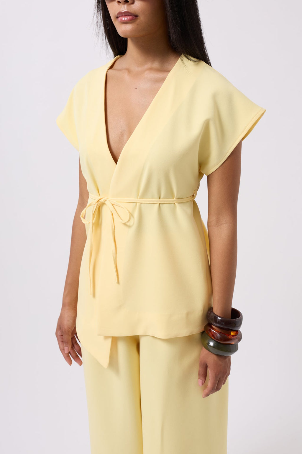 Drawstring Detail Yellow Vest