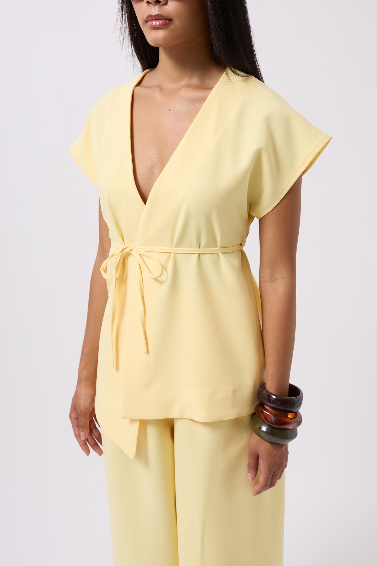 Drawstring Detail Yellow Vest