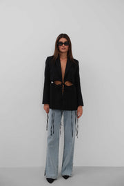 Lace Detailed Design Black Jacket