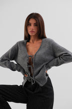 Bagcikli Gray Cardigan