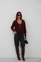 Bagcikli Burgundy Cardigan