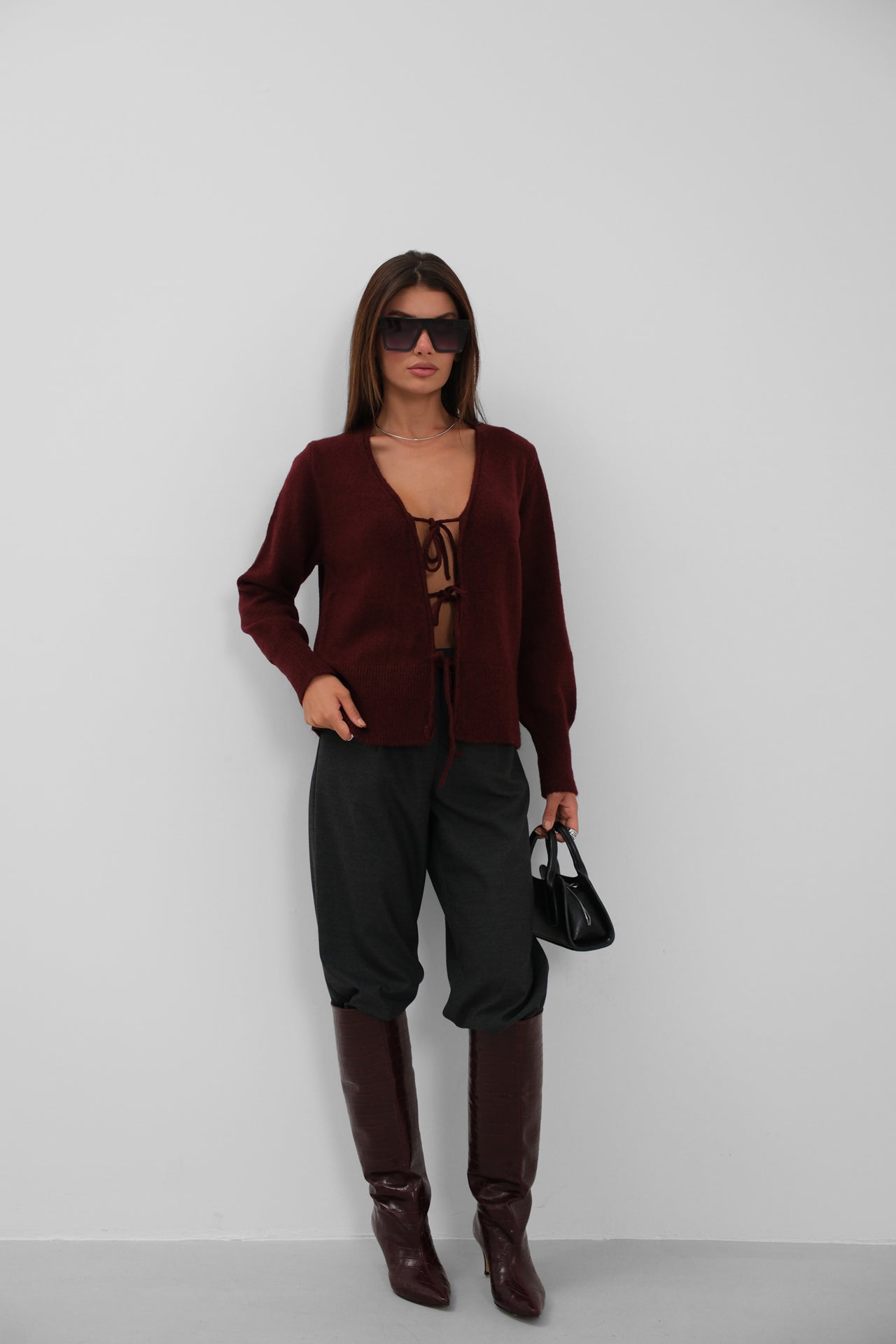 Bagcikli Burgundy Cardigan
