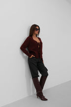 Bagcikli Burgundy Cardigan