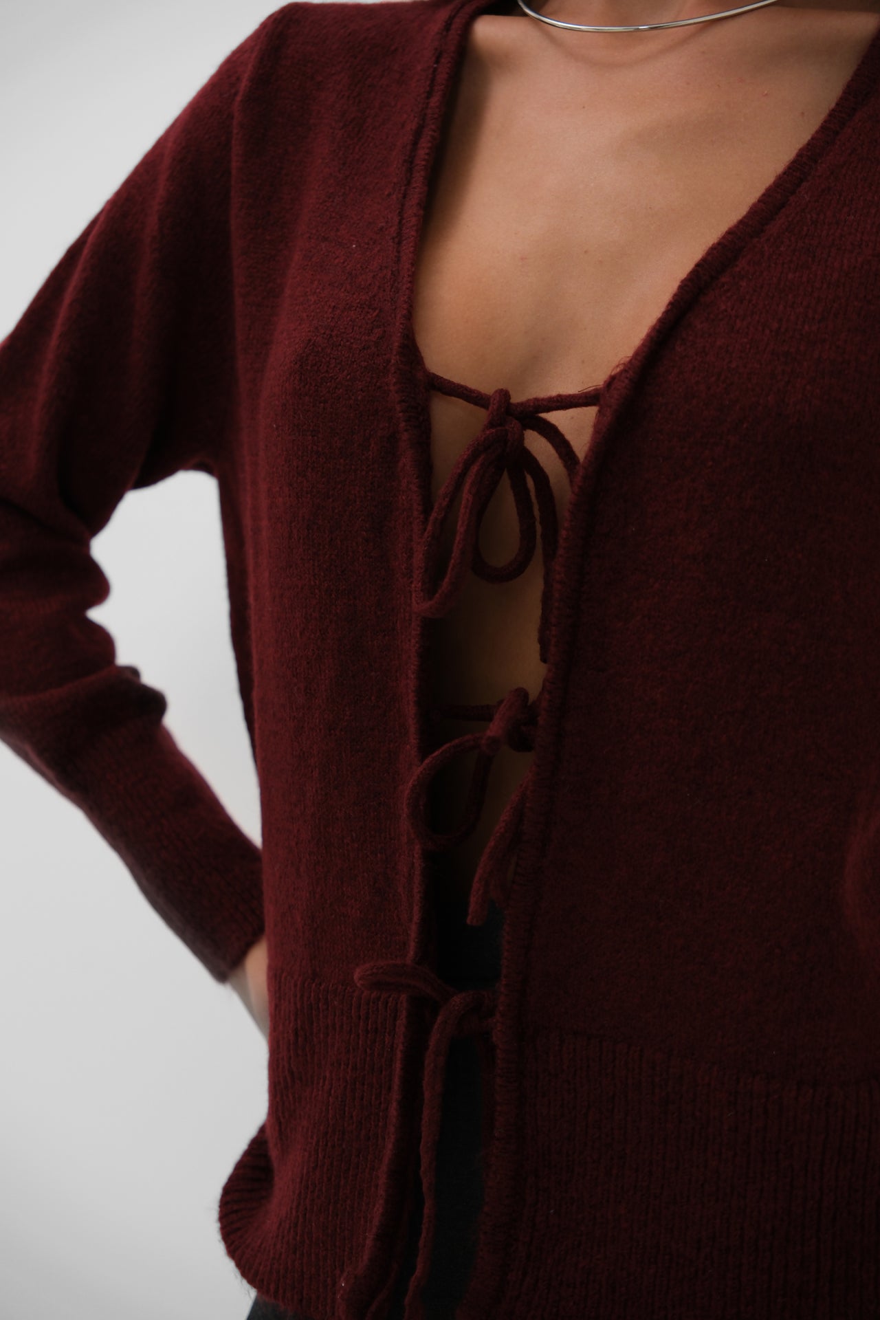 Bagcikli Burgundy Cardigan