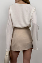 Lace-Up White Linen Blouse