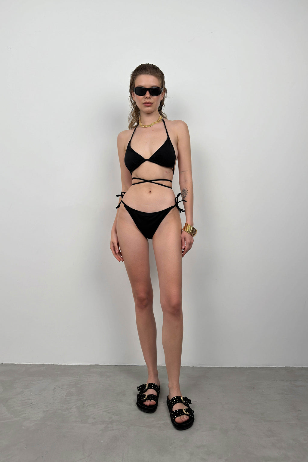 Baglama Detail Black Bikini Takim