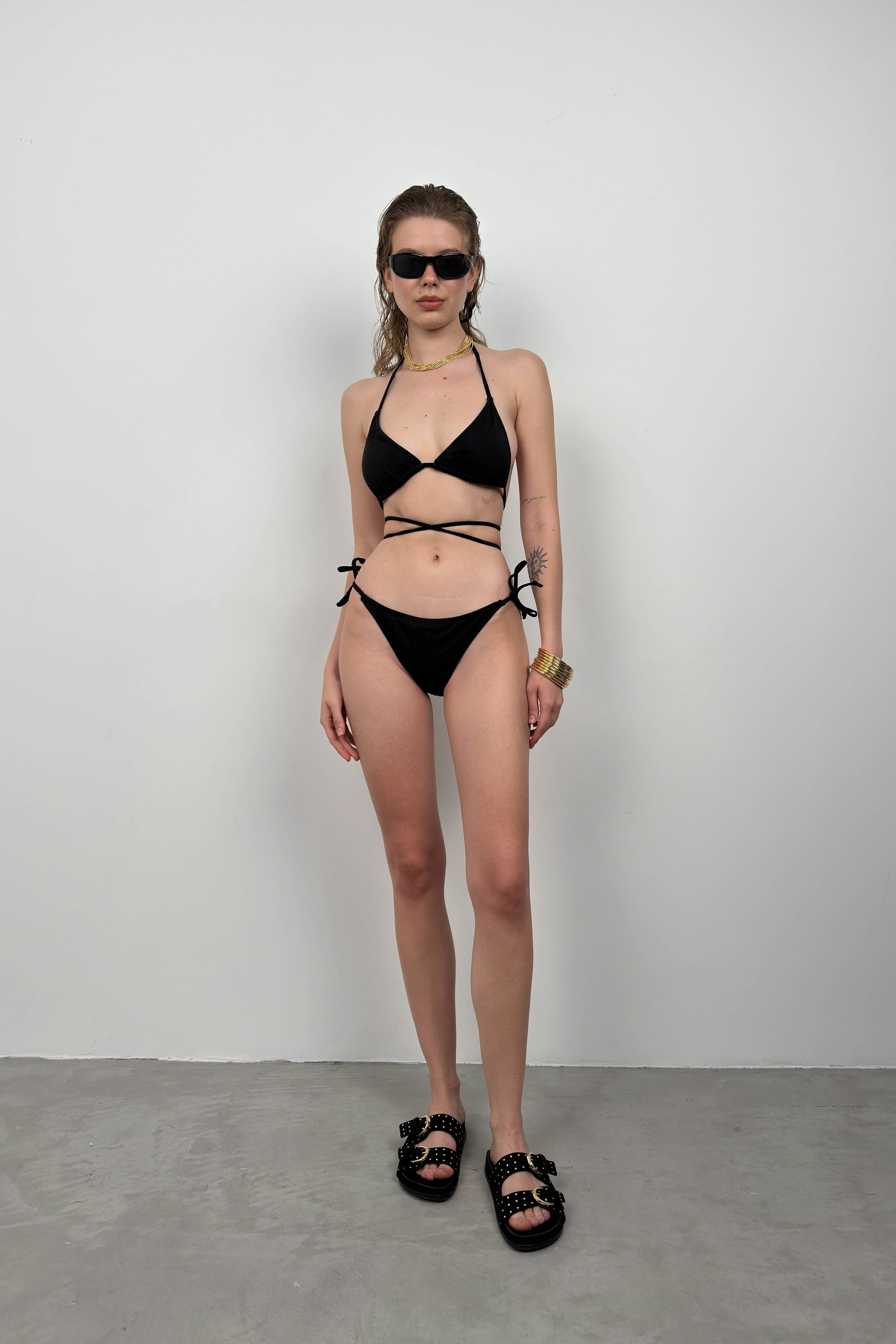 Baglama Detail Black Bikini Takim
