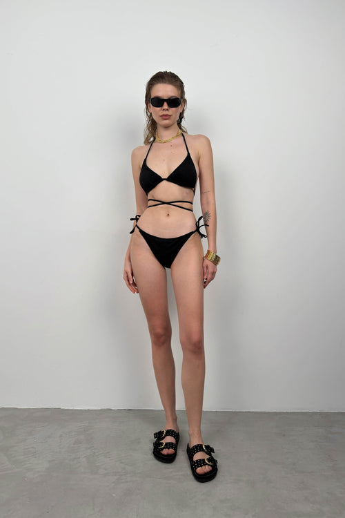 Baglama Detail Black Bikini Takim