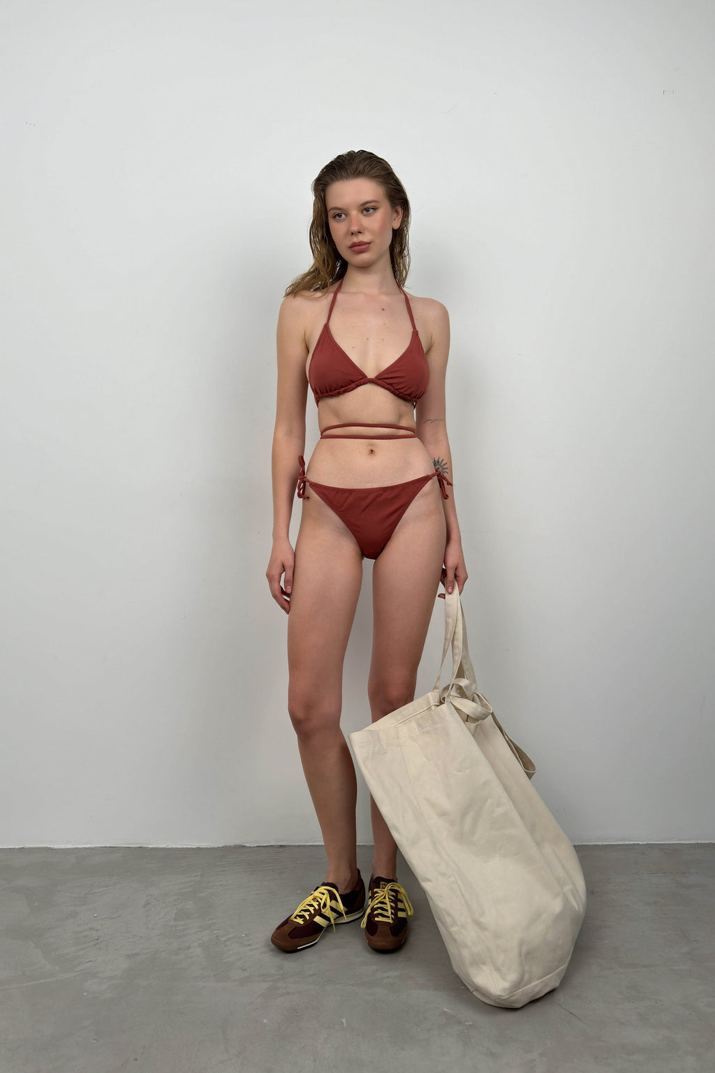 Baglama Detail Brown Bikini Takim