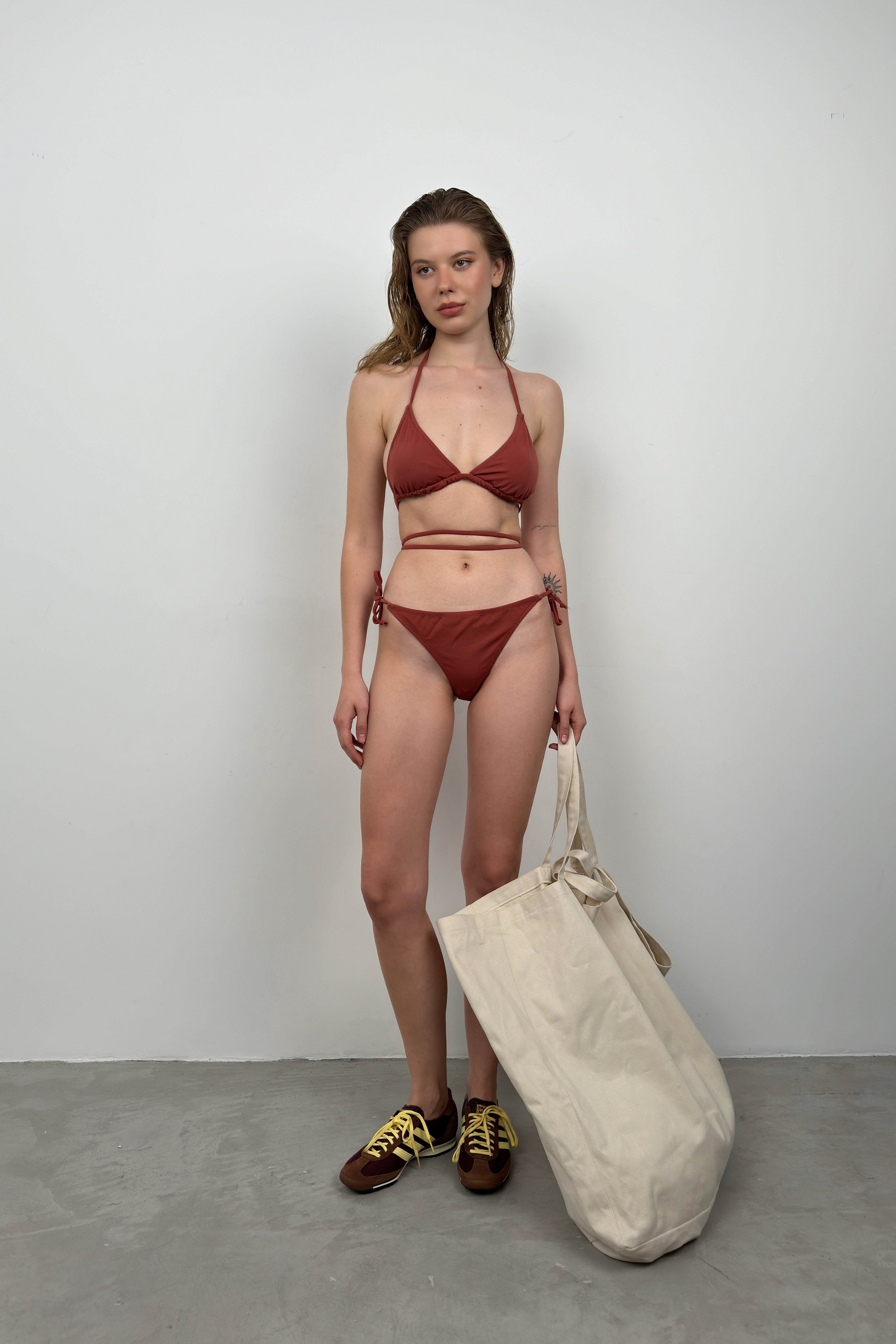 Baglama Detail Brown Bikini Takim