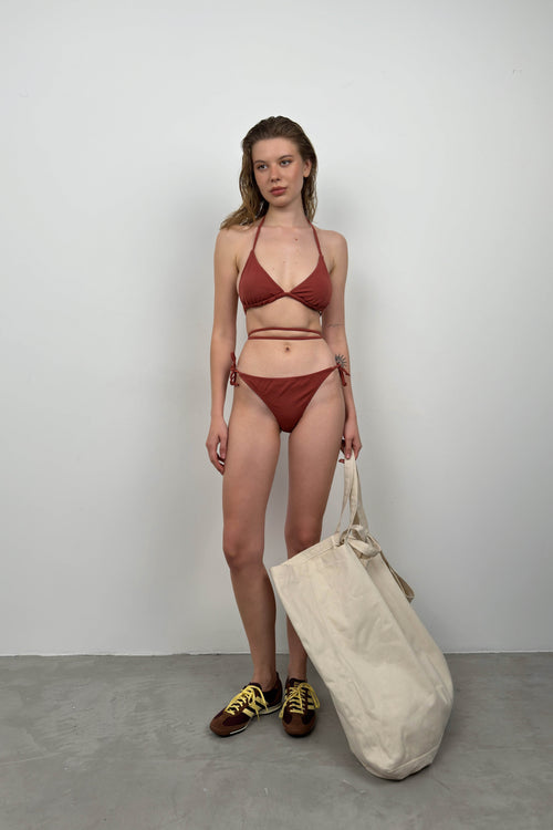 Baglama Detail Brown Bikini Takim