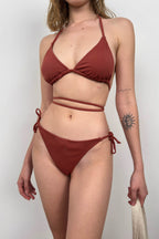 Baglama Detail Brown Bikini Takim